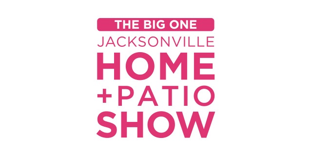 Logo reading “The Big One Jacksonville Home + Patio Show” in bold pink text on white background for event promotion