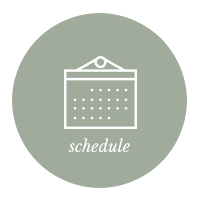Circle icon with calendar illustration and text “schedule” underneath, symbolizing appointments, bookings, or events