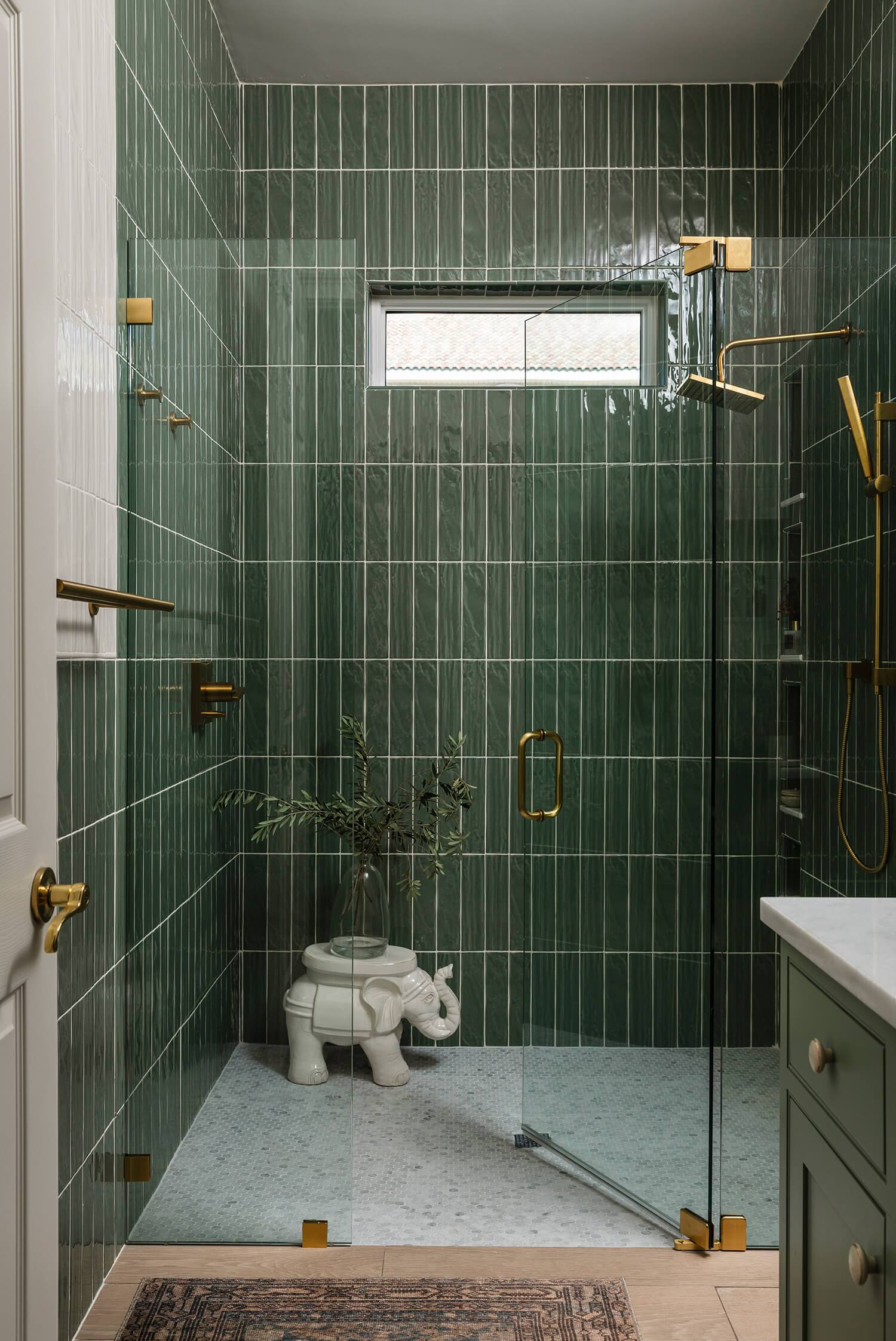 green bathroom custom tile