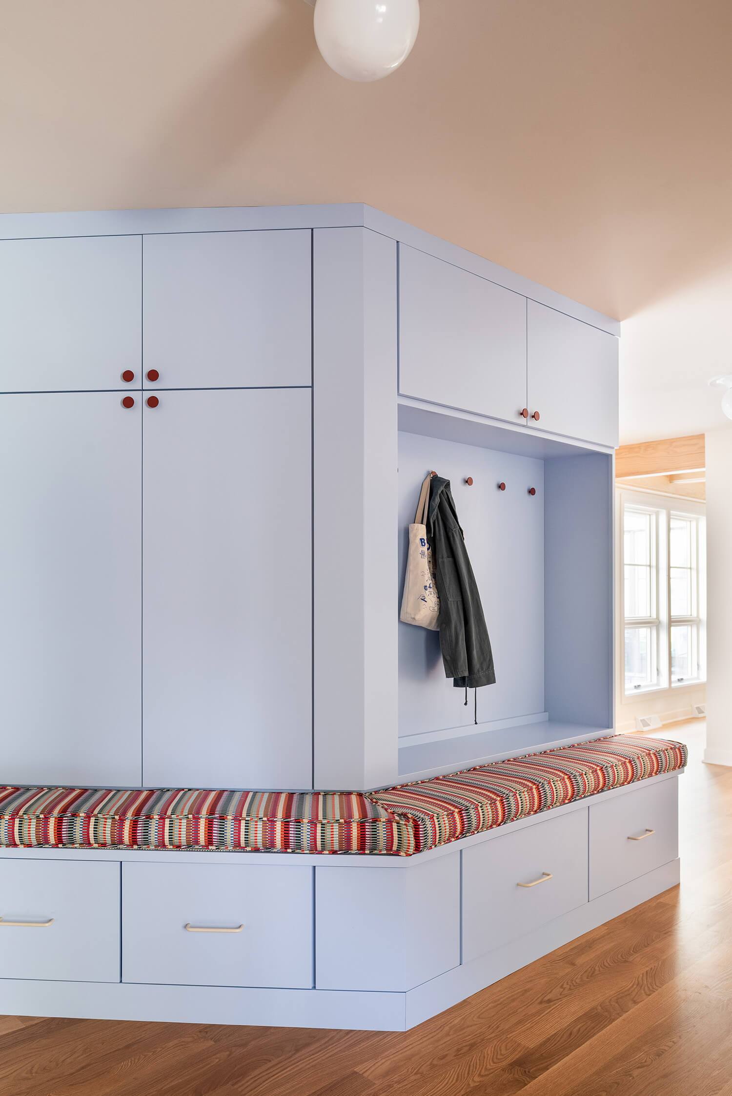 modern colorful mudroom lockers