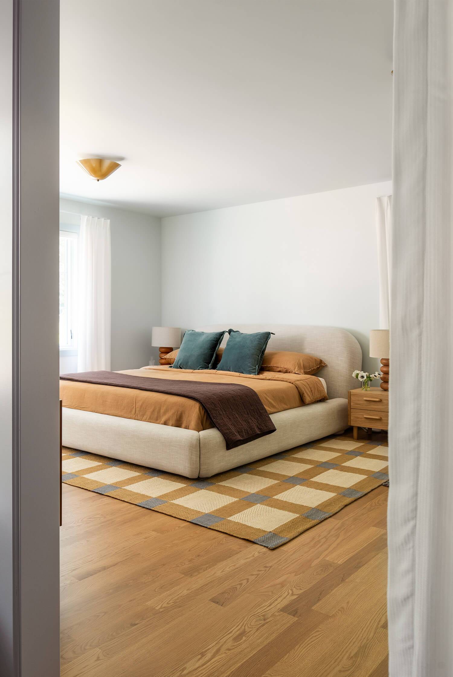 high end bright bedroom