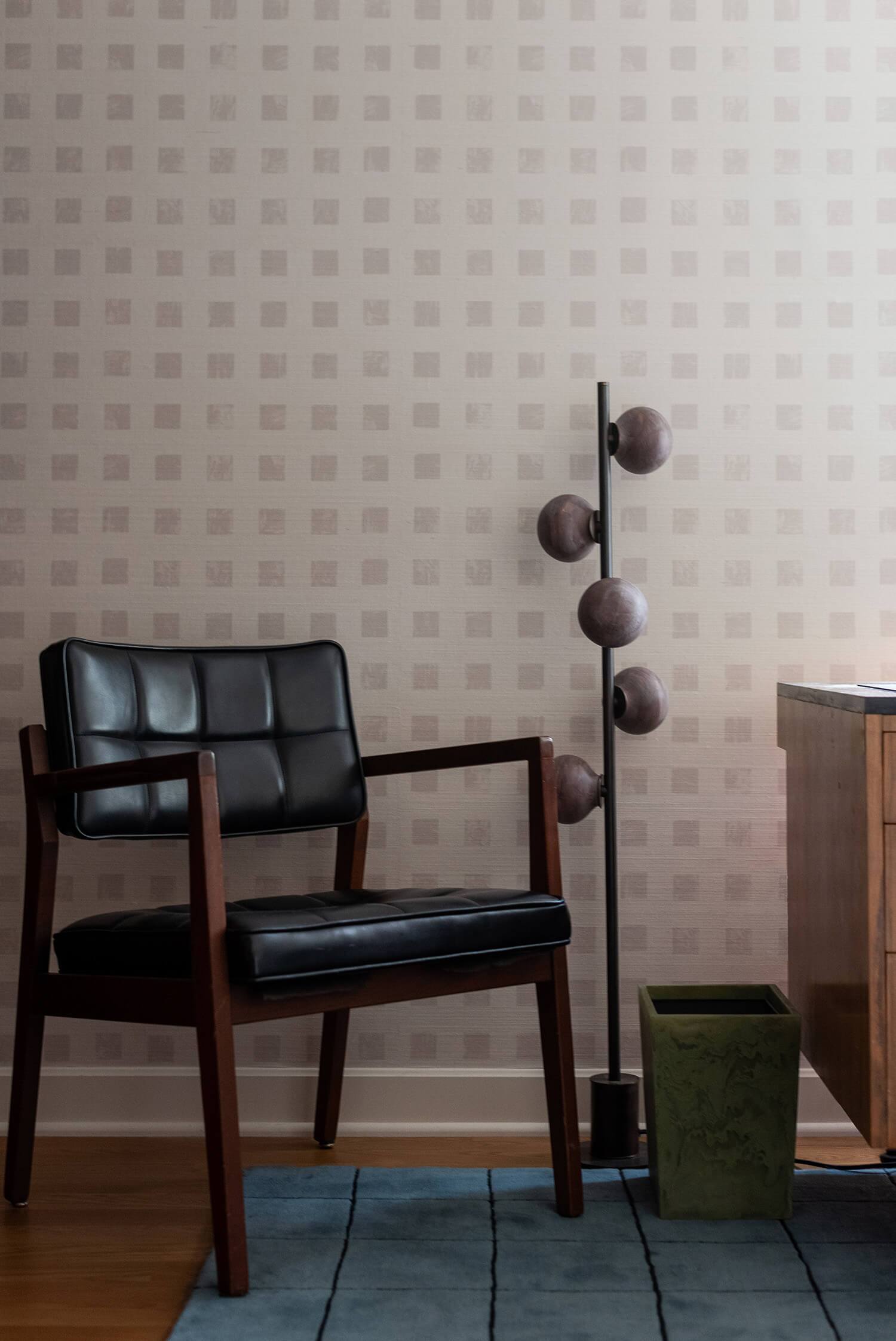 geometric printed grasscloth office